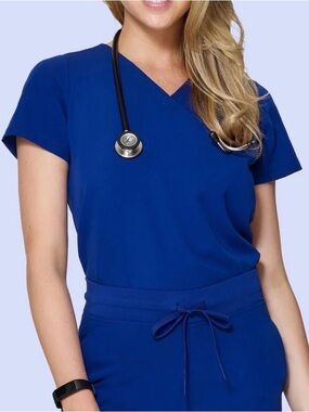 Mandala Women's V-Neck Medical Scrub Top in Galaxy Blue
